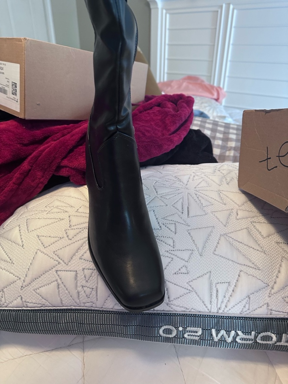 Not Rated Black Mid-Calf Block Heel Boots - Picture 3 of 4